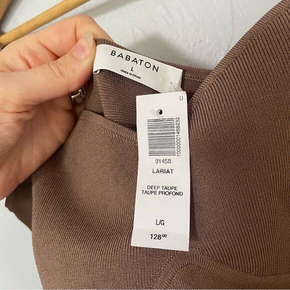 Aritzia Babaton Lariat Dress Size L Sold out Color Deep Taupe - Picture 3 of 6